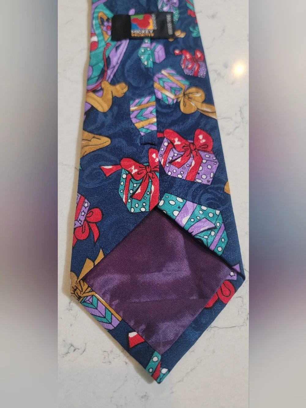 Disney Mickey Unlimited Christmas Necktie Mickey Minnie Pluto Adult Navy holiday